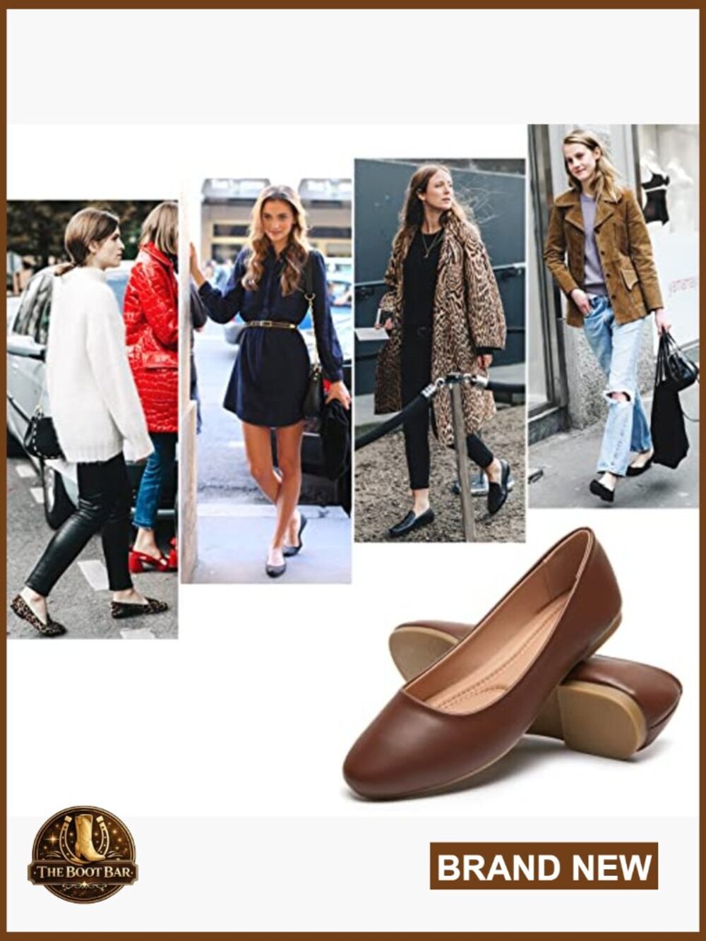 Women's Ballet Flats Slip On Shoes Comfortable PU Leather Round Toe - Picture 2 of 7